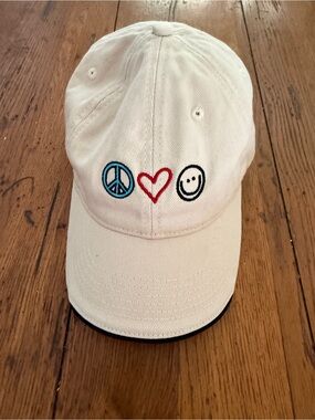 Peace Love Happiness Embroidered Women’s Baseball Cap - Cream